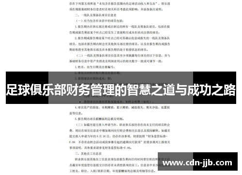 足球俱乐部财务管理的智慧之道与成功之路