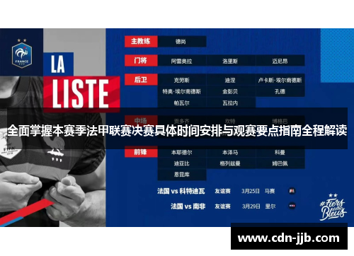 全面掌握本赛季法甲联赛决赛具体时间安排与观赛要点指南全程解读